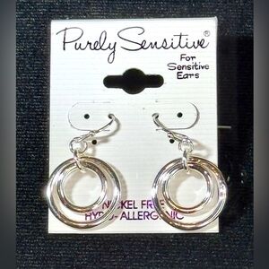 Purely Sensitive Silver Tone 1 Inch Dangle Hoop Earrings